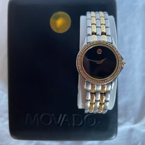 Movado Museum Two Tone Watch with diamond bezel
Model 85-E4-9812